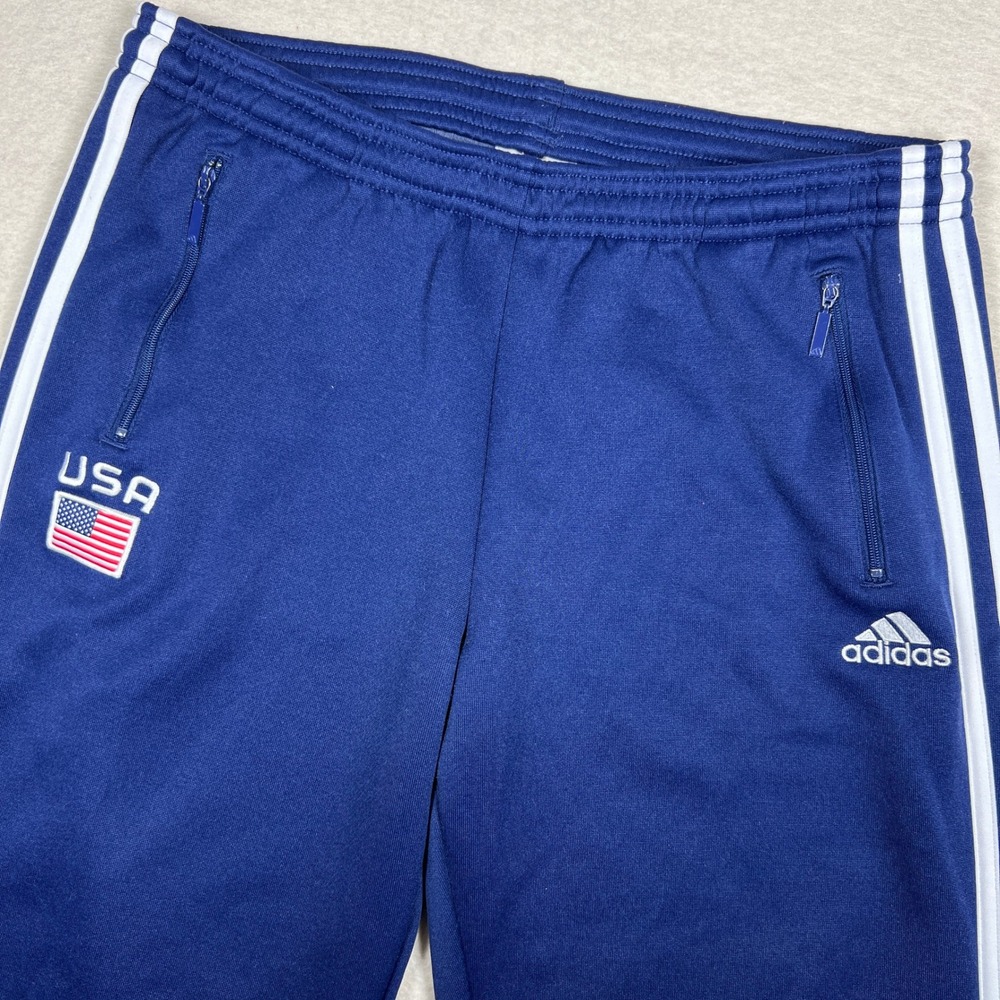 Vintage Adidas USA Track Pants Flag Logo Womens M‎ 2003 Y2K Rare Spell Out Flare